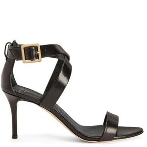 Giuseppe Zanotti Ellie Black Leather Ankle Strap Sandal Womens Size 40 New
